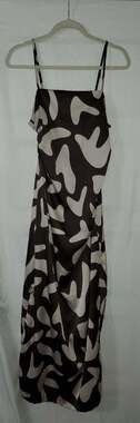 Paper Heart Abstract Print Satin Midi Slip Dress Size M